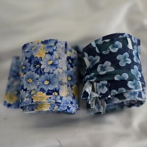 Floral Fabric Strips in Blue & Yellow, Jelly Roll 2.5" X 20 ct each (40) 44"